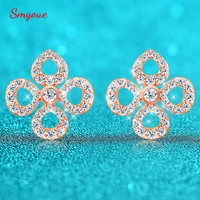 Boucles d'oreilles Smyoue Flower All Moissanite pour femmes, entièrement serties de diamants, taille ronde, scintillantes, bijoux pour filles, argent pur 925 plaqué or 18 carats 1