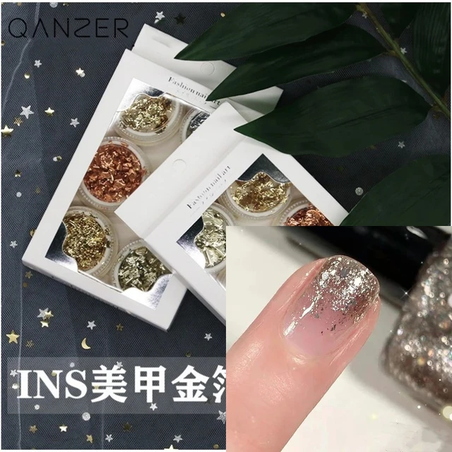 1 Box Aluminum Foil Nail Sequins For Nails Gold Silver Flakes Irregular  Chrome Powder Chritmas Manicure Nail Art Decorations