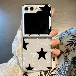 Transparent Five - Pointed Star Folding Phone Case, Hard PC Clear Cover for Samsung Z Flip7 FE (A471 Stars)