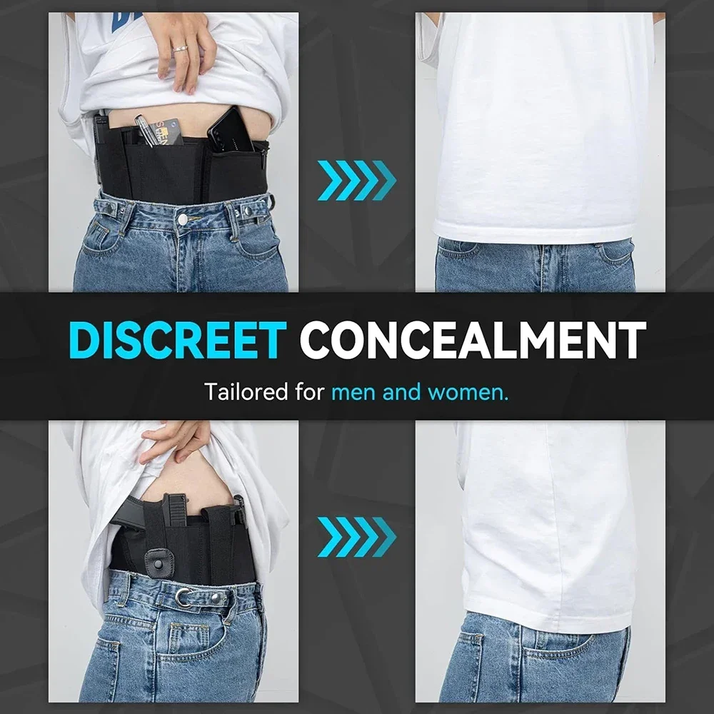 Hunting holster hidden belly pocket carry belt mounted magazine pouch right hand Glock 19, 17, 42