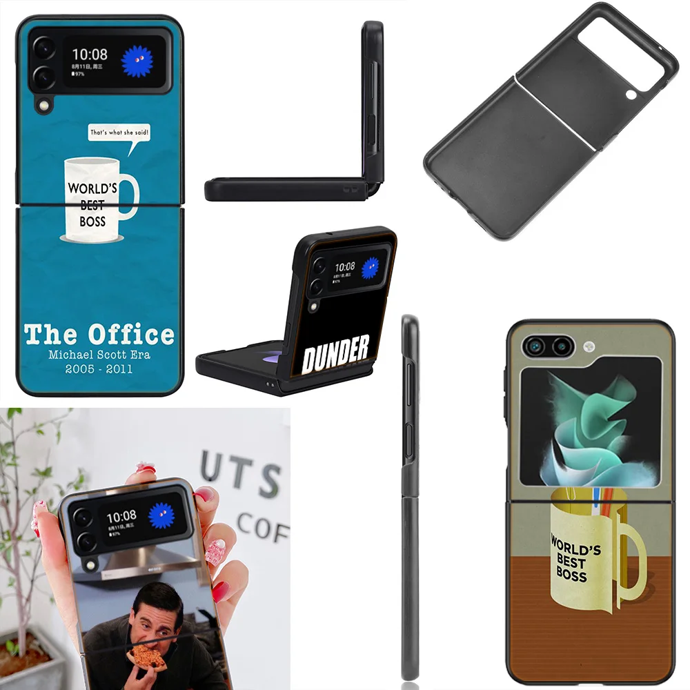 The Office Dunder Mifflin Coque Case Per Samsung Galaxy Z Flip 5 3 4 5G Flip4 Flip5 Zflip3 Nero Hard Pc Phone Shell Protettivo
