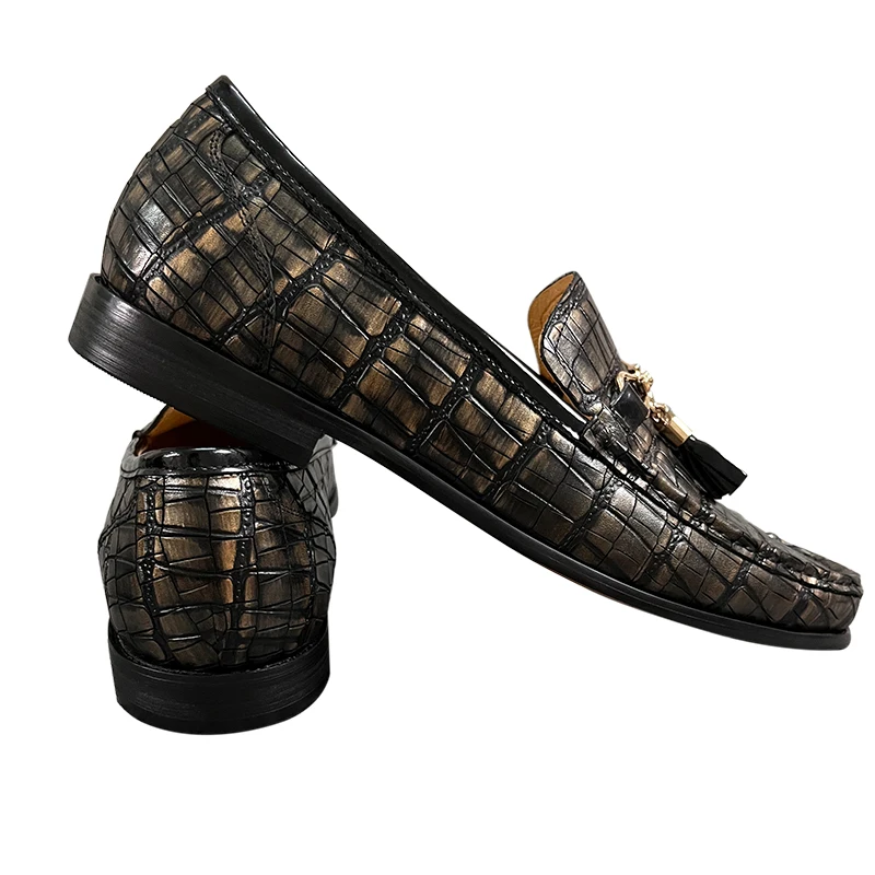 Hand Polished Men Loafers Shoes Classic Crocodile  Printed Genuine Leather Shoes No Slip Luxury Fashion Comfortable MaleFootwear
