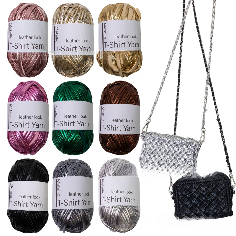 Metallic T-Shirt Yarn for Handmade Bag Blanket Shiny Knitting Crochet Yarn for Crocheting Beginners DIY Keychains Cushion 2