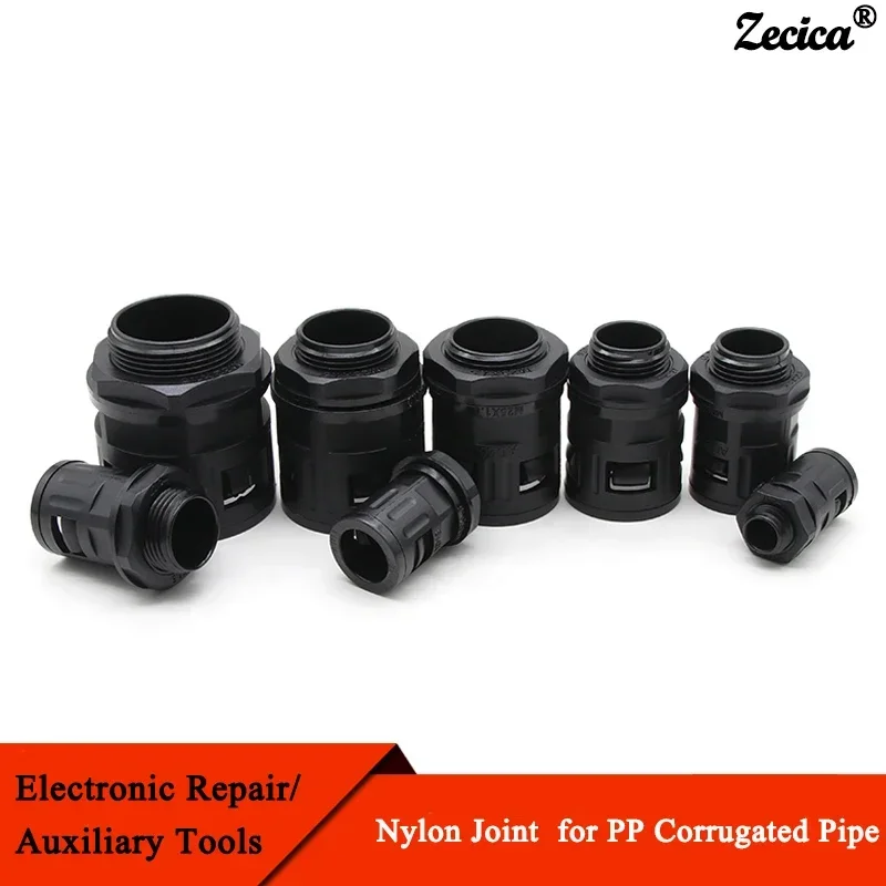 

End Fittings for PP Corrugated Pipe AD13 AD15.8 AD18.5 AD21.2 AD25 AD28.5 AD34.5 Plastic Bellows terminations Nylon Joint