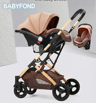 Babyfond Sistema di Viaggio 3-in-1 Leggero per Neonati, Passeggino Convertibile Multifunzionale con Navicella e Seggiolino Auto per Bambini