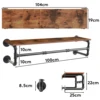 Wall Mounted Clothes Rail Industrial Pipe Garment Rack Clothes Hanging Rod Space-Saving 5