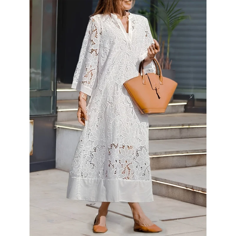 Harlow | Graceful V-Neck Elegance Midi Dress