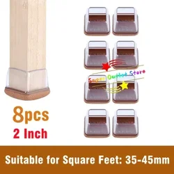 Thick Rubber Floor Protector Pads for Chair and Table Legs - Noise - Reducing, Scratch - Preventing Furniture Feet Covers (XL - Square Clear)