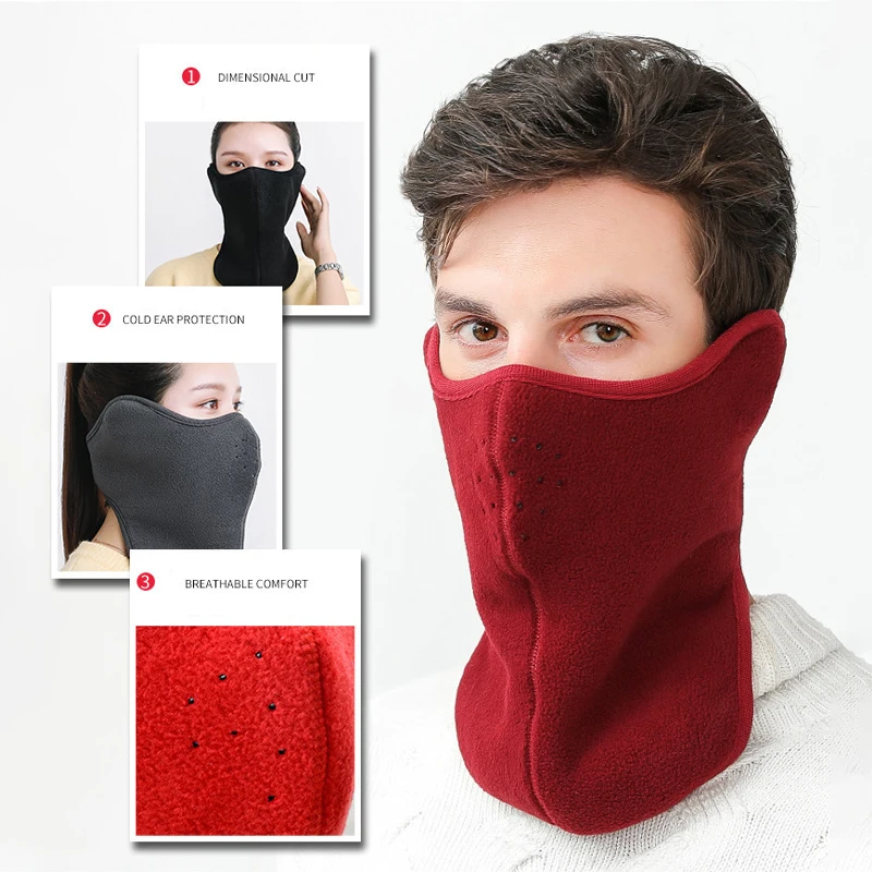 Fleece Face Mask Neck Warmer Winter Windproof Warm Mask Cycling Face Women Men Sport Scarf Ski Hiking Riding Gaiter