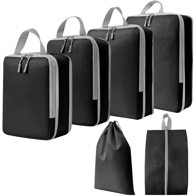 Set/6 pezzi Borsa da viaggio con imballaggio comprimibile Cubi Valigia impermeabile in nylon portatile con borsa Organizzatore di bagagli  1524