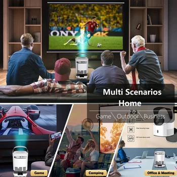 Portable Android  Native 1080p Projector Support 4K 180°Adjustable Stand Wall Mount Design  Wifi Bluetooth HDMI,USB,PC Model:TZ2 5