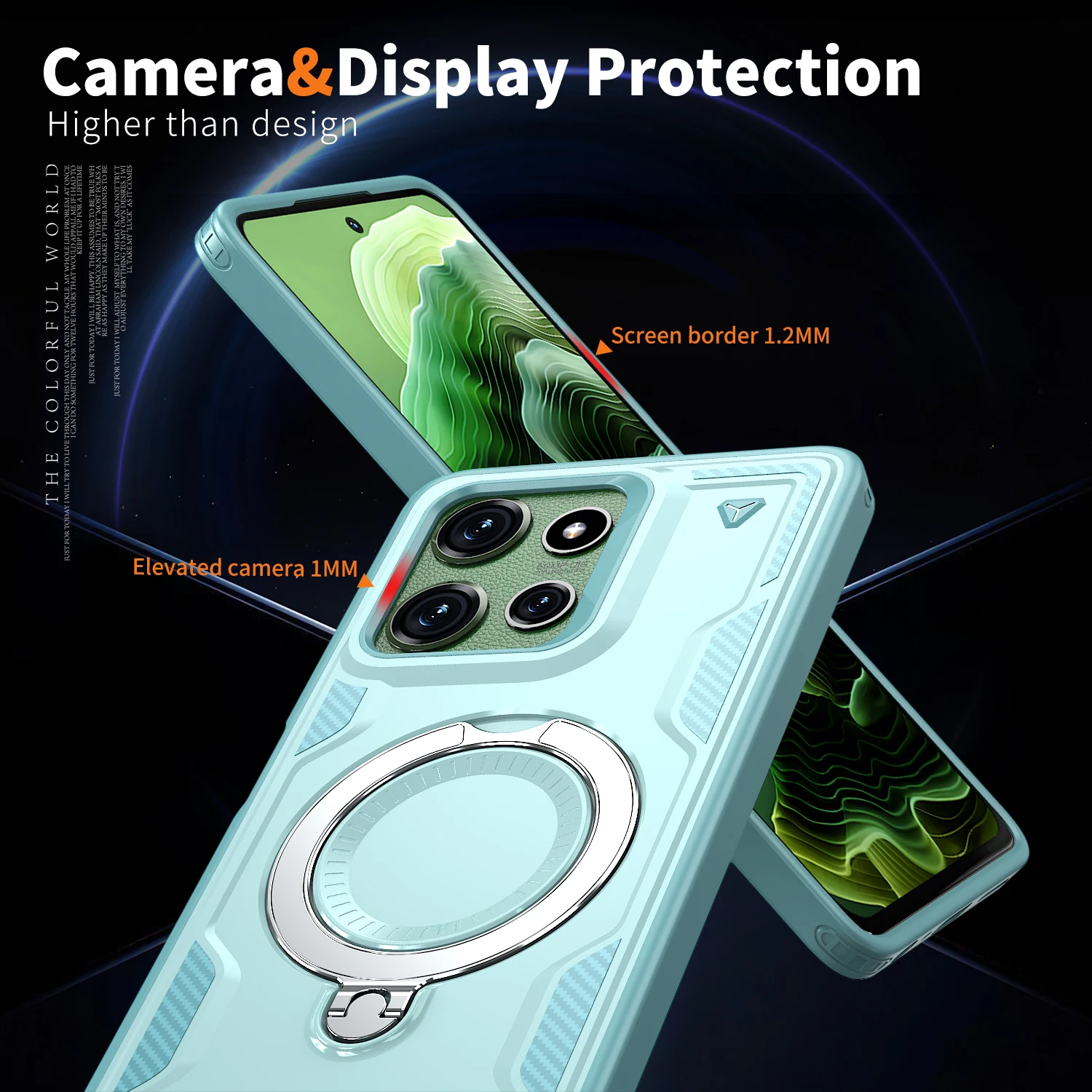 Enhanced Magnetic Phone Case with Rotating Ring Holder and Hard Shell Design