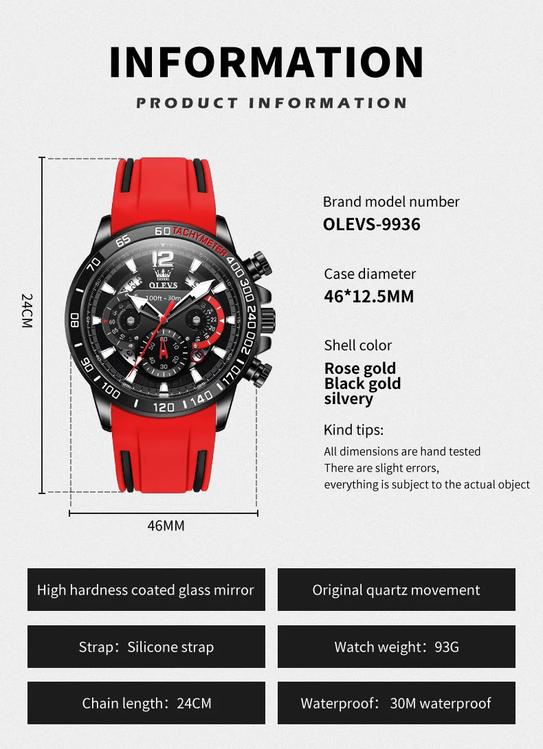 OLEVS Men's Quartz Watch Original Rubber Fashion Waterproof Strap Timing Calendar Display Screen Design Sports Men's Watch images - 6