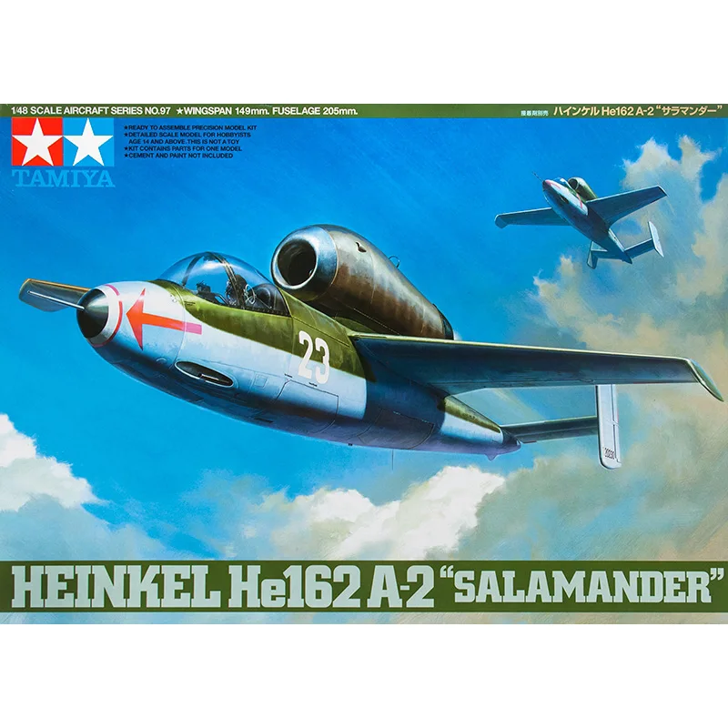 

Tamiya 61097 1/48 German Heinkel He162 A-2 Salamander Airplanese Assembly Model Building Kits Static Toys For Hobby DIY