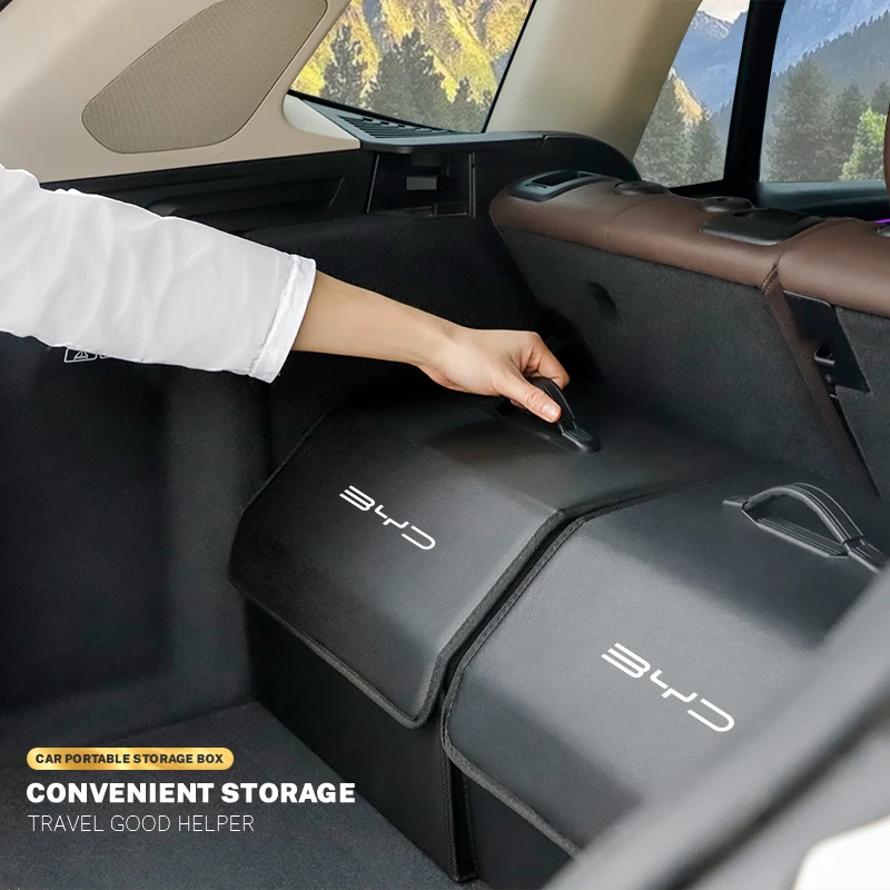 Car Trunk Storage Bag Leather Camping Box Collapsible For BYD Atto 3