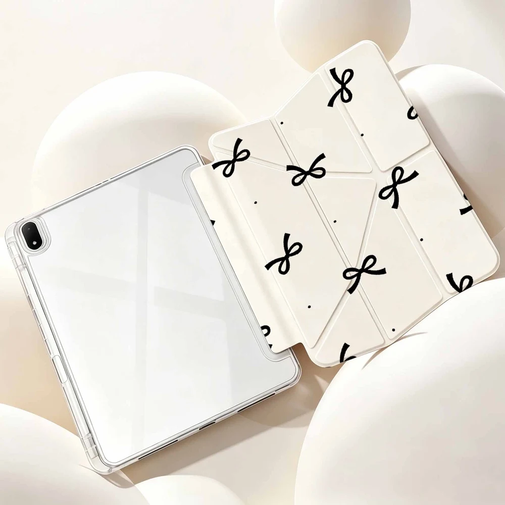 Elegant Black Bow Tablet Case with Pen Slot - Protective Cover