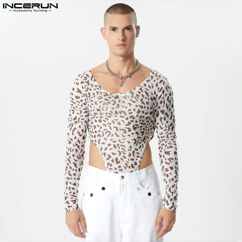 

Sexy Homewear New Men's Fashion Ripple Color Bodysuits Fashion Male Comfortable Thimble Long Sleeve Jumpsuits S-3XL INCERUN 2023