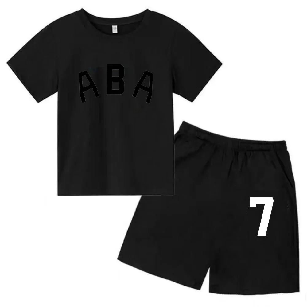 thumbnail image 1 of Ropa de bebé con estampado de letras para niños y adolescentes, conjunto de camiseta y pantalones cortos de verano de 2 piezas, conjunto informal de manga corta para niños y niñas, 1 of 5