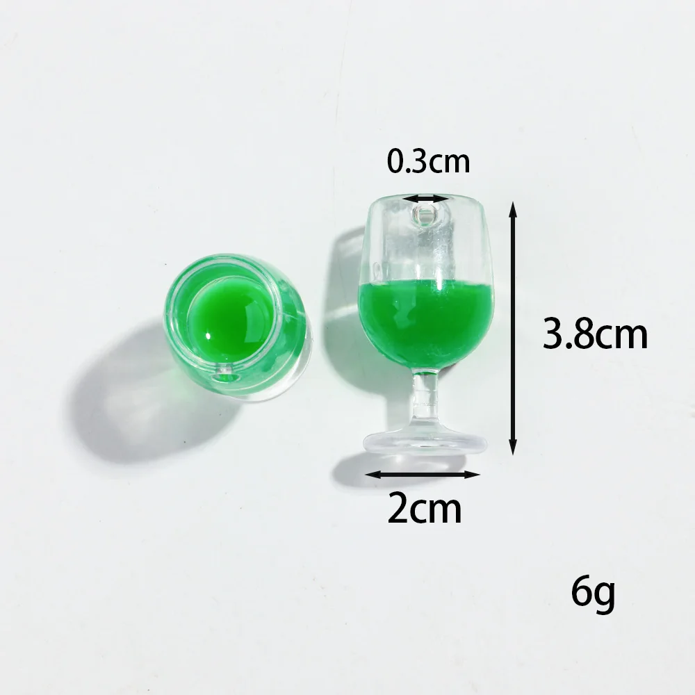 Elegant 3D Red Wine Glass Resin Charms - Set of 6 for Jewelry and Accessories Creation