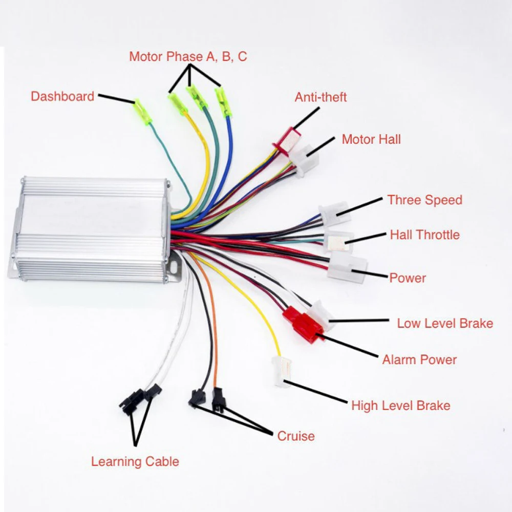 Controlador de Motor Elétrico sem Escova Peça E-scooter Modo Duplo ou Rodas 36v 48v 350w