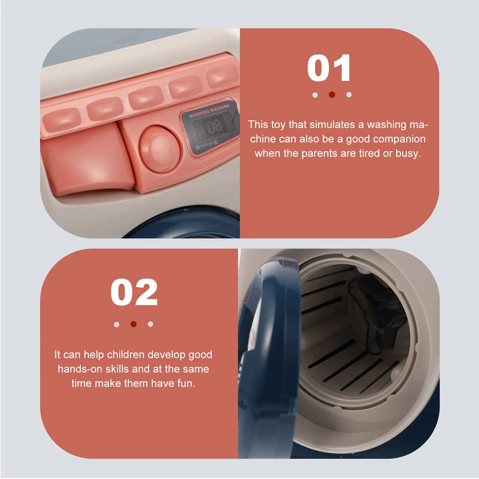 Kids Mini Washing Machine Toy with Rotatable Drum,Water Adding,Music & Light &ndash; Pretend Play Educational Dollhouse Appliance Gift