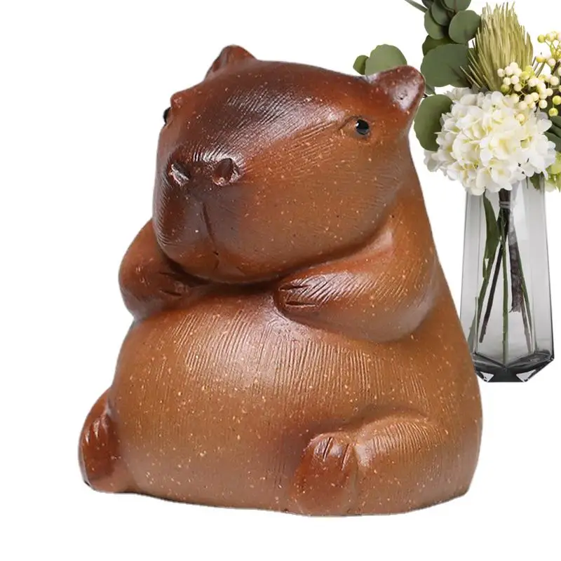 

Purple Clay Capybara Figurines Ornaments Small Animal Tea Pet Chinese Kung Fu Tea Set Home Statue Desk Decorations Home Decor