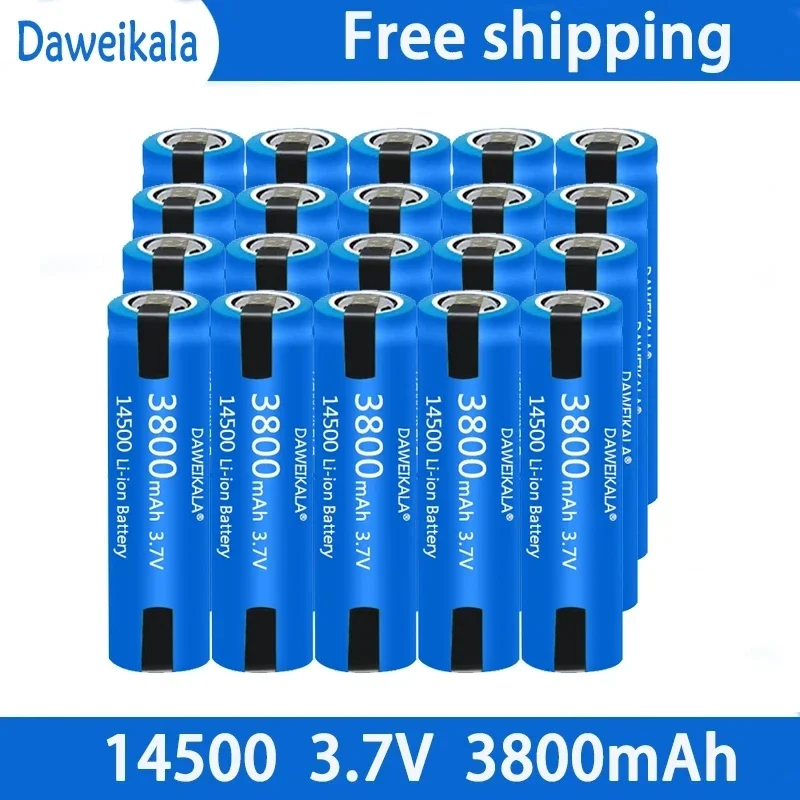

New 14500 Battery 3.7V AA 3800mah Lithium Ion Battery, with Welding, for Electric Toothbrush, Razor, Barber Rechargeable Battery