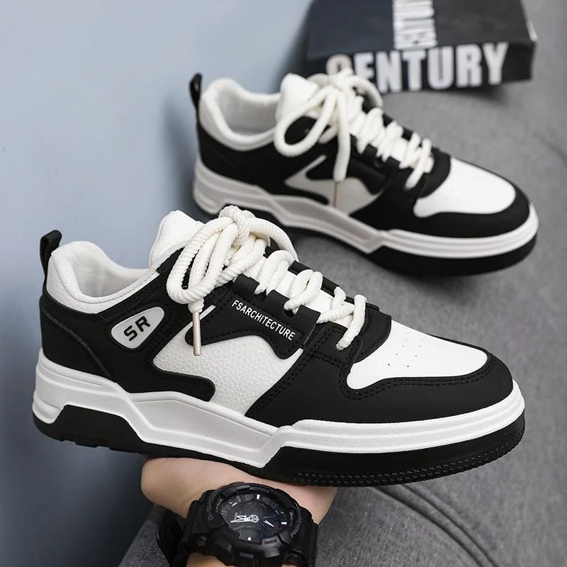 ZHIO Men's new breathable men's student versatile white shoes thick soled sports shoes casual board