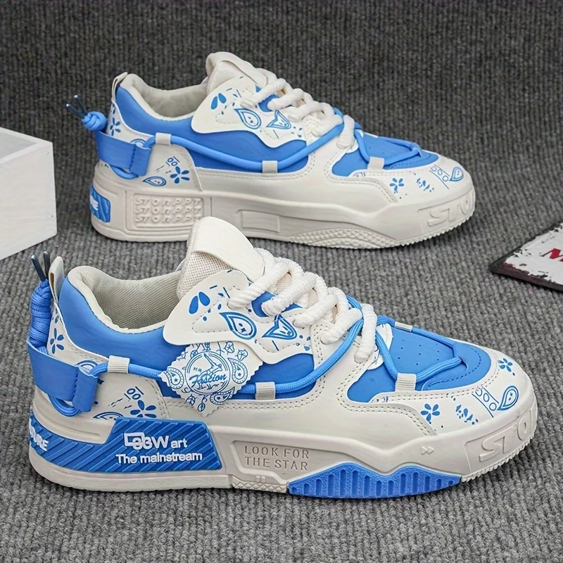 1 Pair of Men's Casual Sneakers, Stylish and Comfortable, Suitable for All Seasons, Geometric Design, Ideal for Outdoor Walking, 5