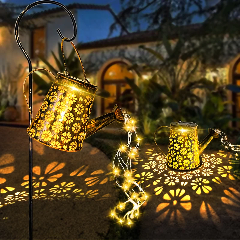Solar Watering Can Lights Hanging Kettle Lantern Light String