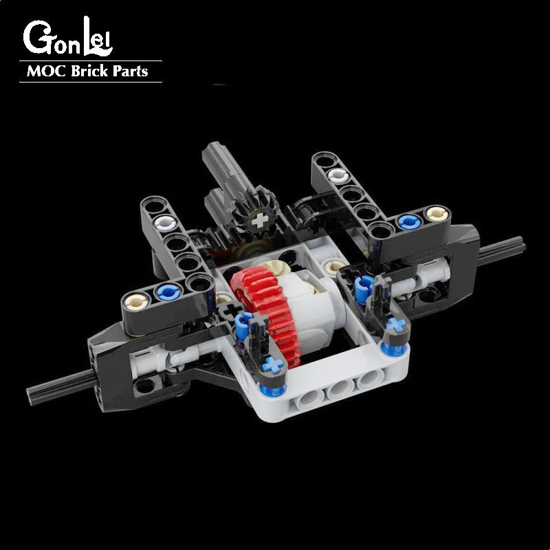 MOC Compact 4WD Front Axle With Differential for Mechanism Front Suspension Streering System Technical Bricks Car Building Block