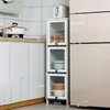 GY Modern Kitchen Cabinet Floor Slit Shelf Locker Multilayer Microwave Oven Storage Cabinet with Flip Door home furniture 4