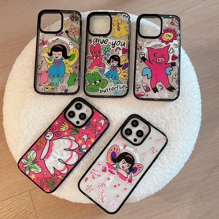 

MagSafe Acrylic Cartoon Painting Phone Case Cover for IPhone 11 12 13 14 15 Pro Max Case for IPhone 15 Pro Max