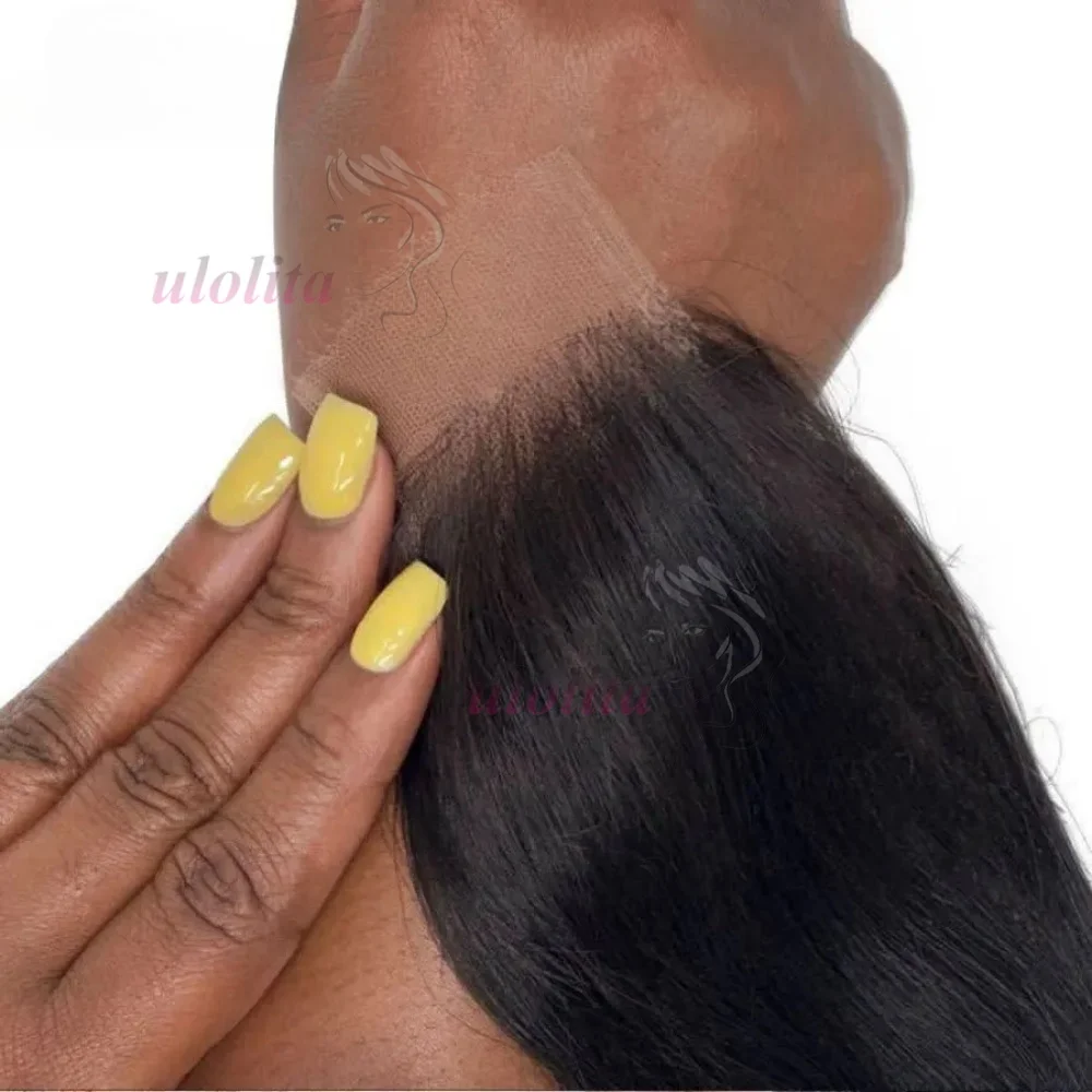 Chiusura in pizzo HD 2x6 liscia effetto pelle, chiusura HD realistica, colore nero naturale, pre-strappata, trasparente, in capelli umani Remy - immagine 2