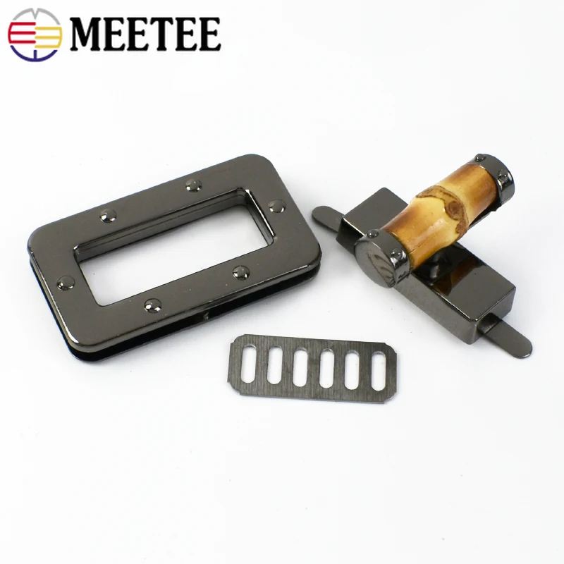 2/4pcs 25x42/33x61mm Bamboo Metal Turn Lock Snap Hooks Women Bag