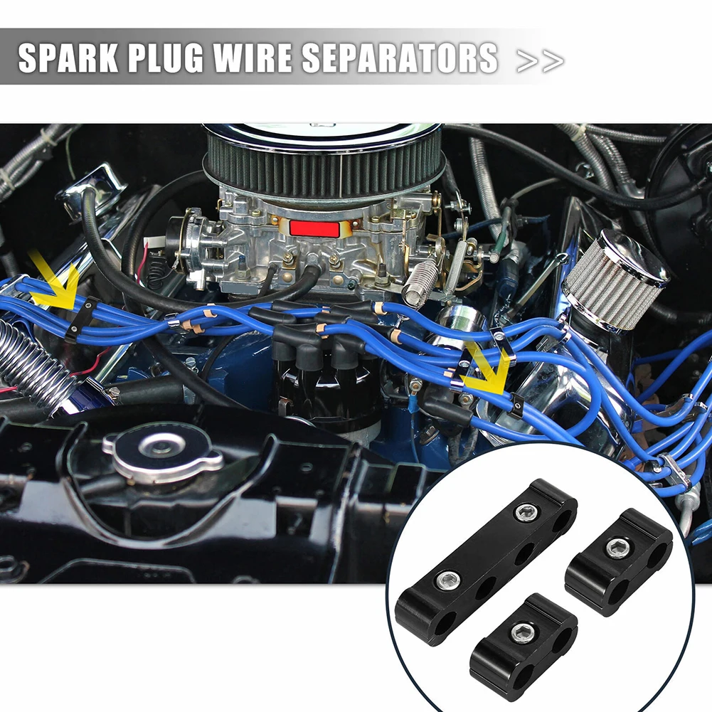 

Separator Plug Wire Divider Parts Replacement Vehicle Accessories Adapter Aluminum Black Ignition Wire Durable