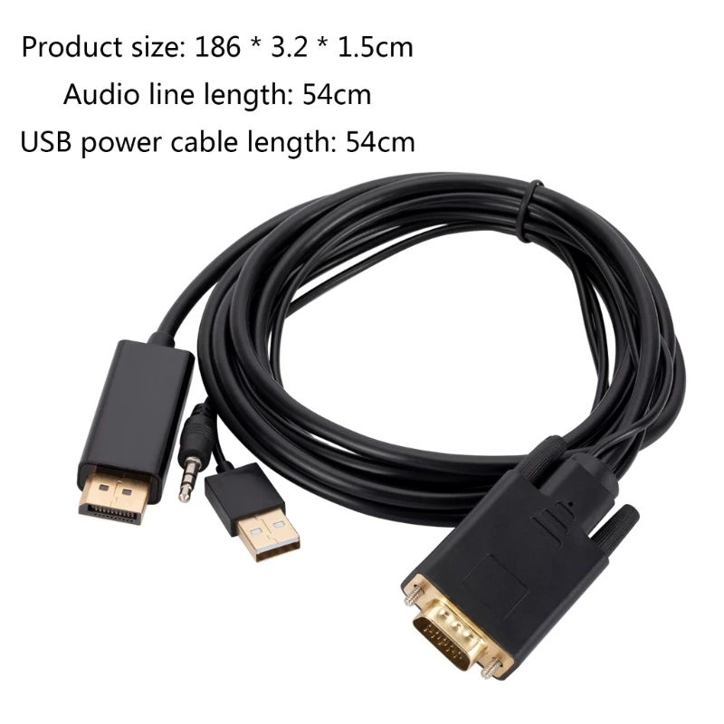 휴대용 VGA DisplayPort 어댑터 케이블 VGA 아날로그 신호 신호