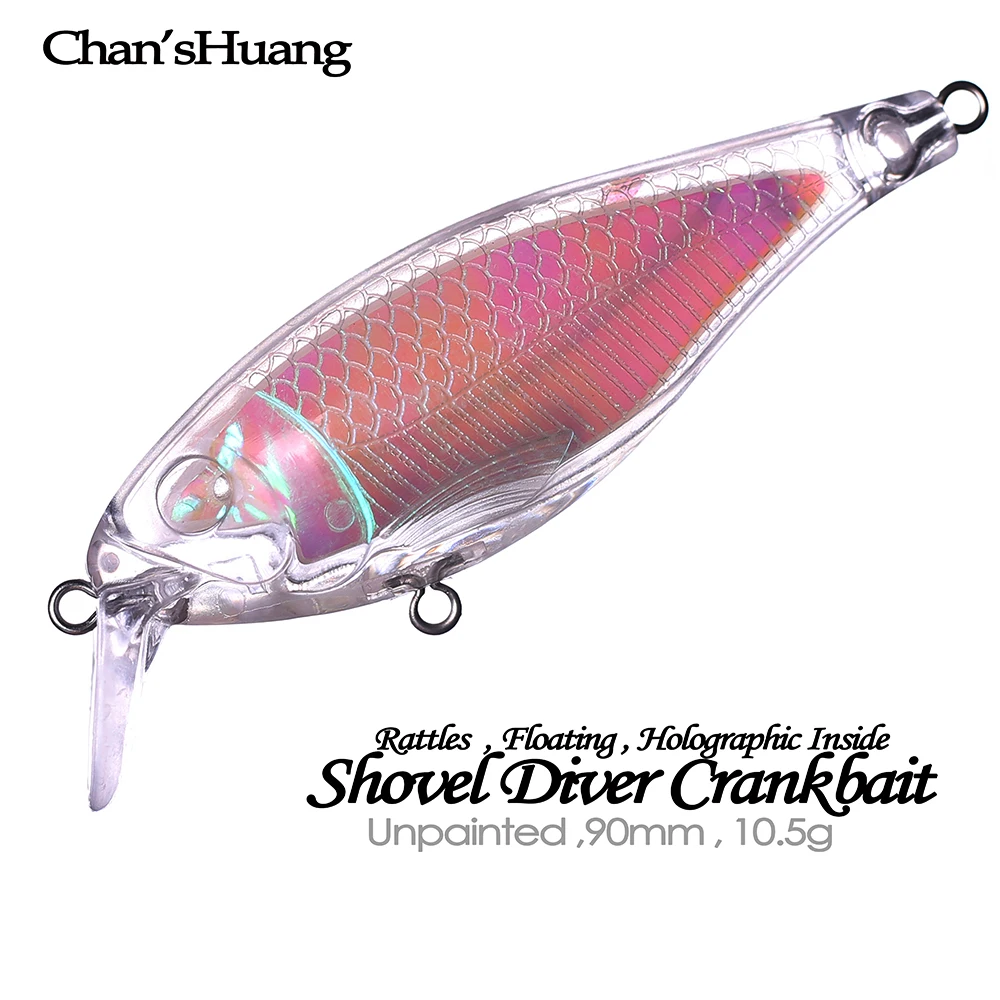 Chan'sHuang 20PCS Unpainted Blanks Bait 9cm 10.5g Floating Shovel