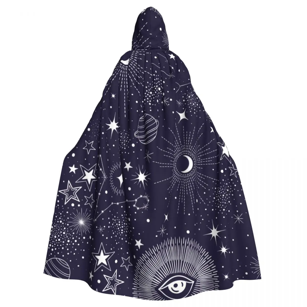 

Unisex Witch Party Reversible Hooded Adult Vampires Cape Cloak Stars Sun Moon Constellation Planet And Eyes