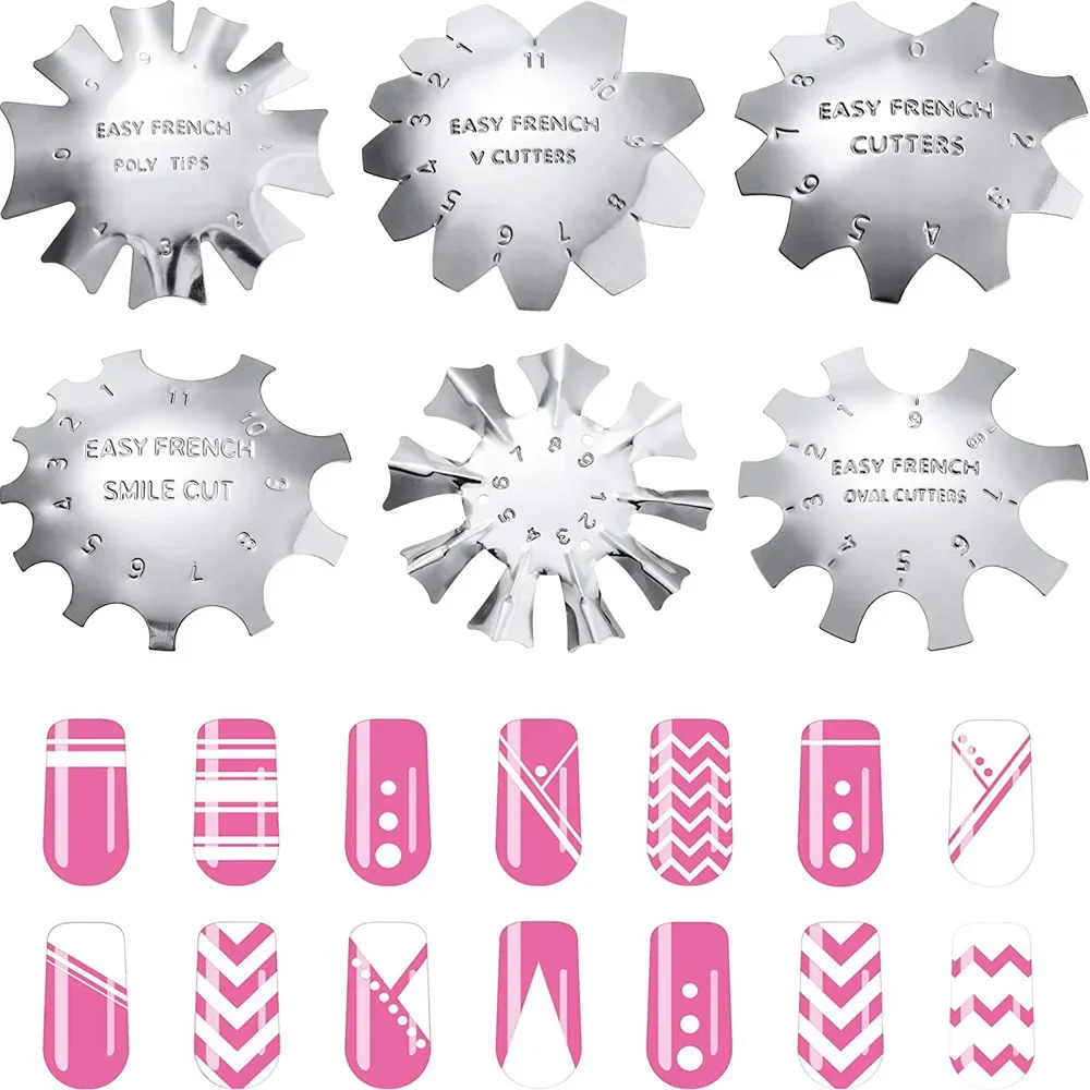 1개 네일 플레이트 이지 프렌치 스마일 컷 V라인 아몬드 모양 팁 매니큐어 엣지 트리머 프렌치 네일 몰드 네일 커터 메이크업 도구