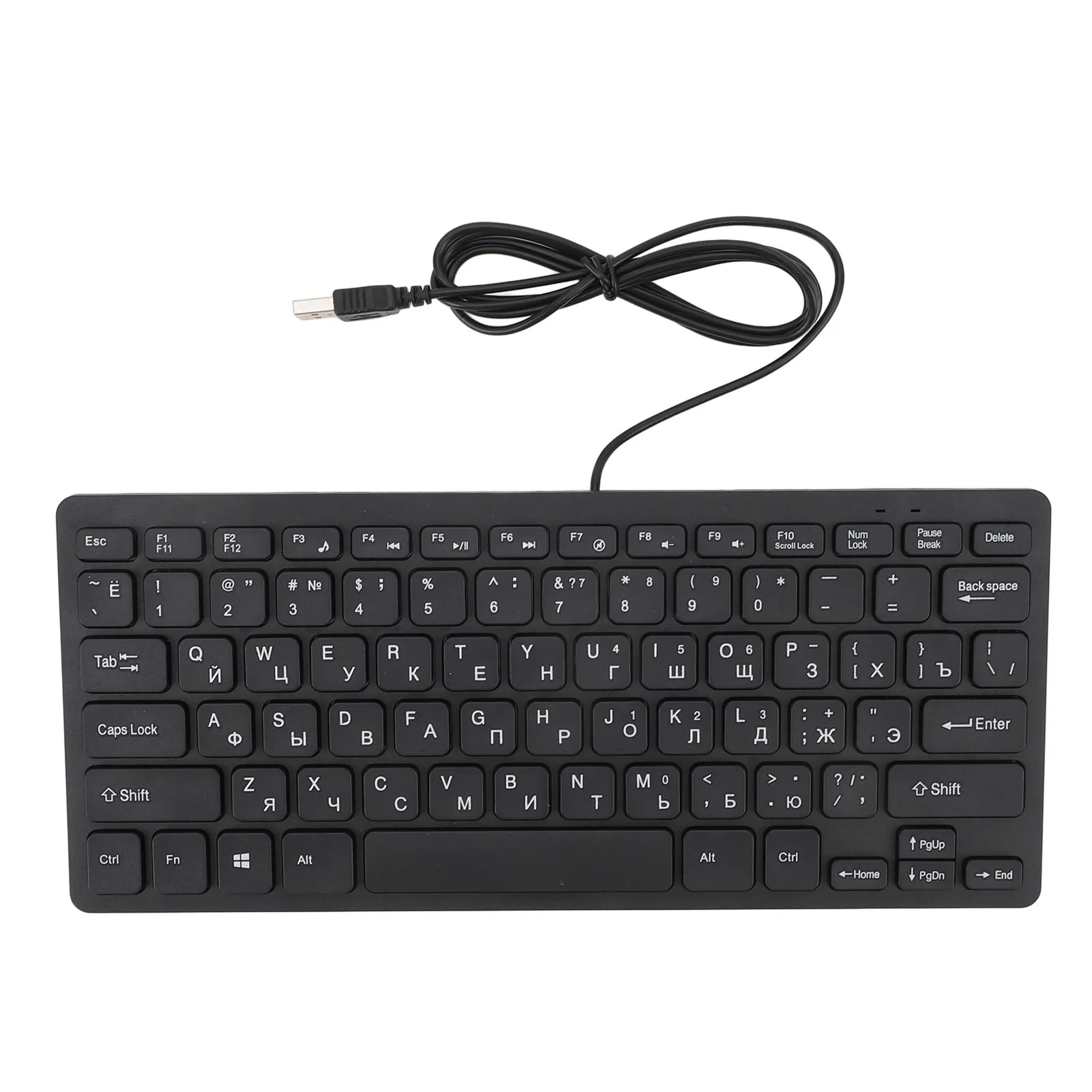 Slim USB Wired Keyboard with Ergonomic Buttons – Russian/Arabic Language, 78 Keys