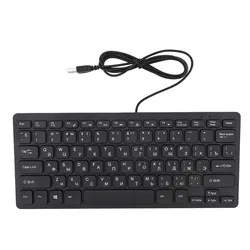 Slim USB Wired Keyboard with Ergonomic Buttons - Russian/Arabic Language, 78 Keys (Russian)