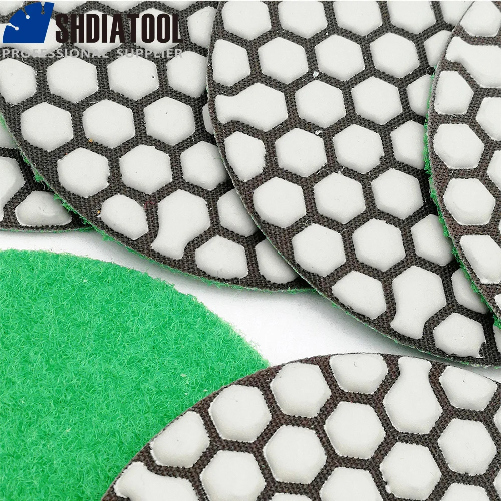 Diamond Dry Polishing Pads for Granite and Marble - 6 Pack, Flexible Resin Sanding Discs, 100mm Stone Polisher, 4-inch Diameter