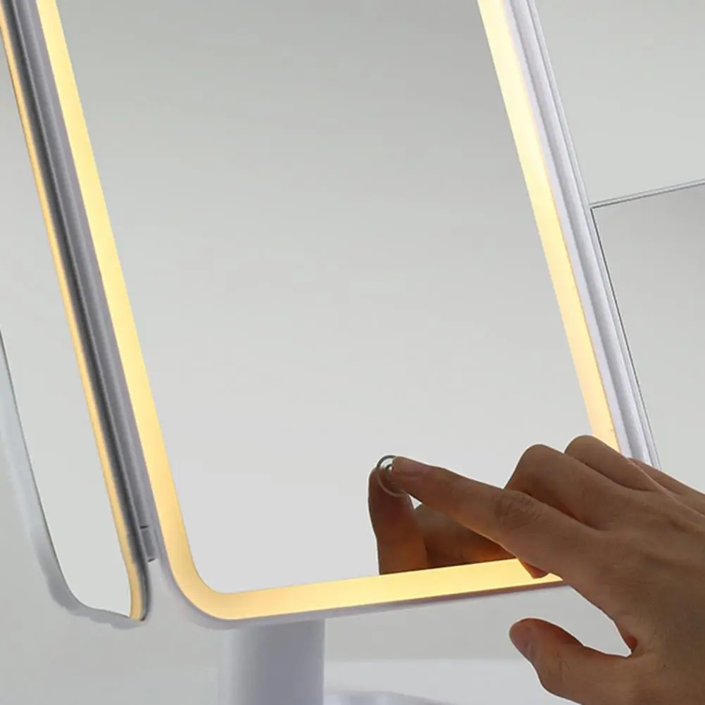 

Настольное зеркало, перезаряжаемое светодиодное зеркало для туалетного столика с сенсорным управлением, трехскладное зеркало для макияжа с увеличением для дома и путешествий