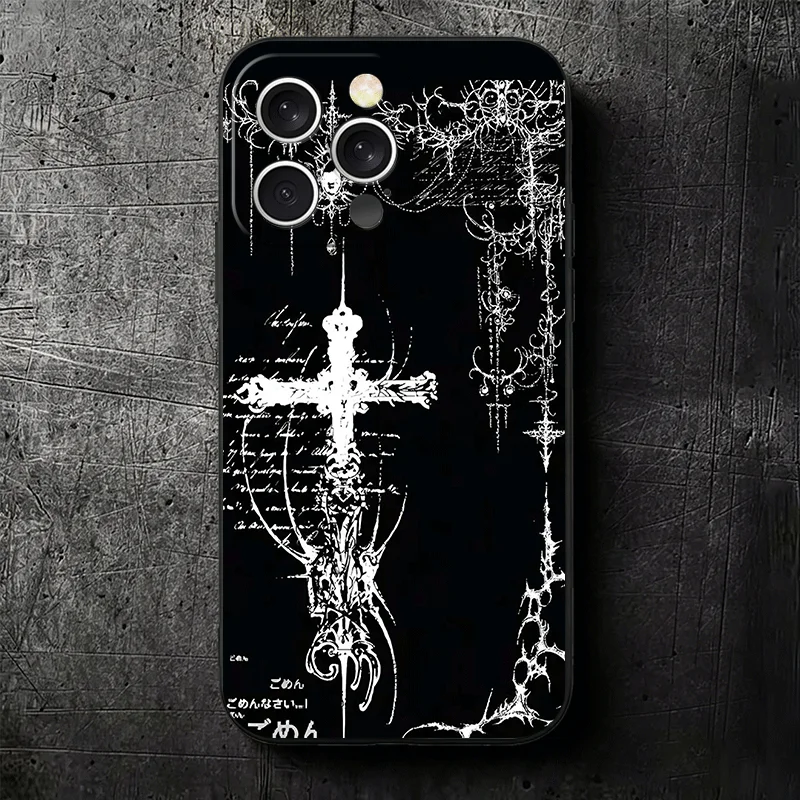 Gothic Cyber Sigil Cross Soft Black Phone Case s Back Cover
