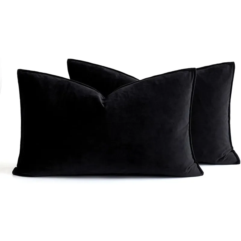 Inyahome Set of 2 Velvet Throw Pillow Case Cushion Cover 30x50cm 45x45cm 50x50cm 60x60cm Home Decor Cojines Black Green Grey 쿠션 6