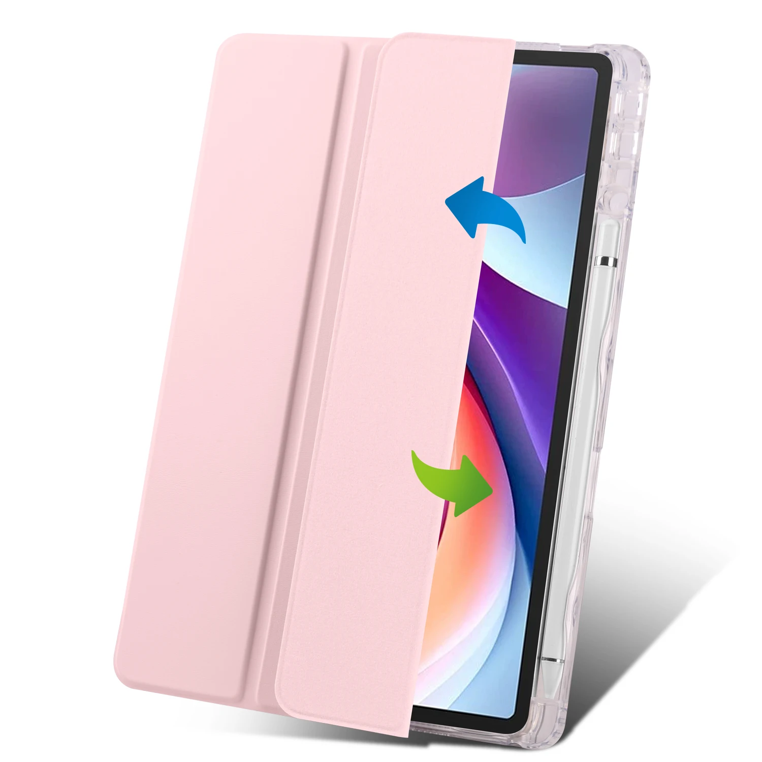 Lenovo Tab 11 Tablet Case with Pen Holder and Folding Stand, Acrylic Clear Hard Cover