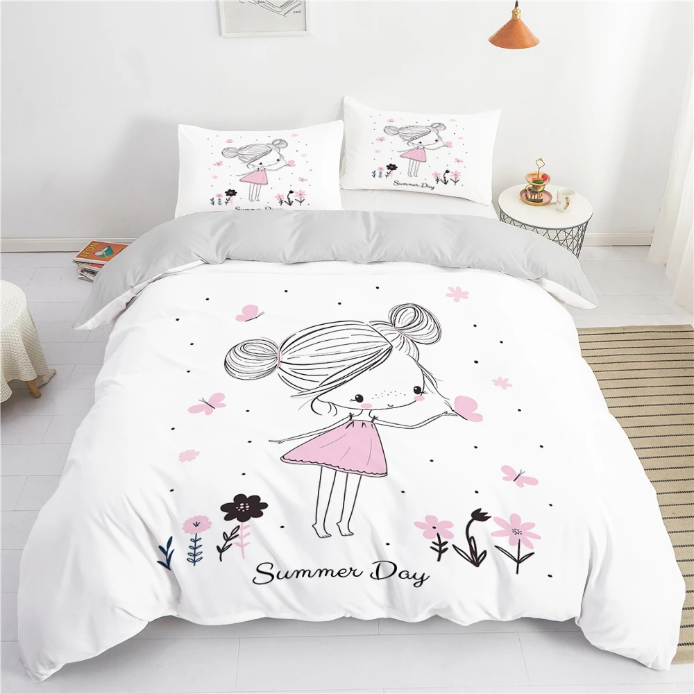 schijf Schrijf op voorwoord Schattig klein meisje Beddengoedset Roze dekbedovertrek voor twee personen  met kawaii print 240x220 King Twin enkele maat Verjaardagscadeau voor  kinderen| | - AliExpress