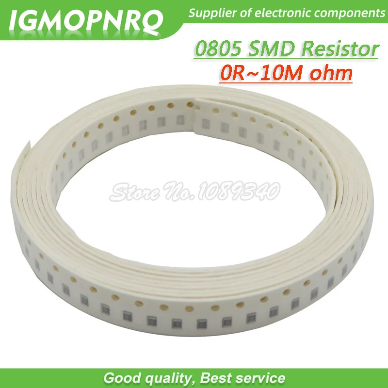 100-Piece Assorted SMD Resistor Kit, 0805 1/4W, 0-10M Ohm Range