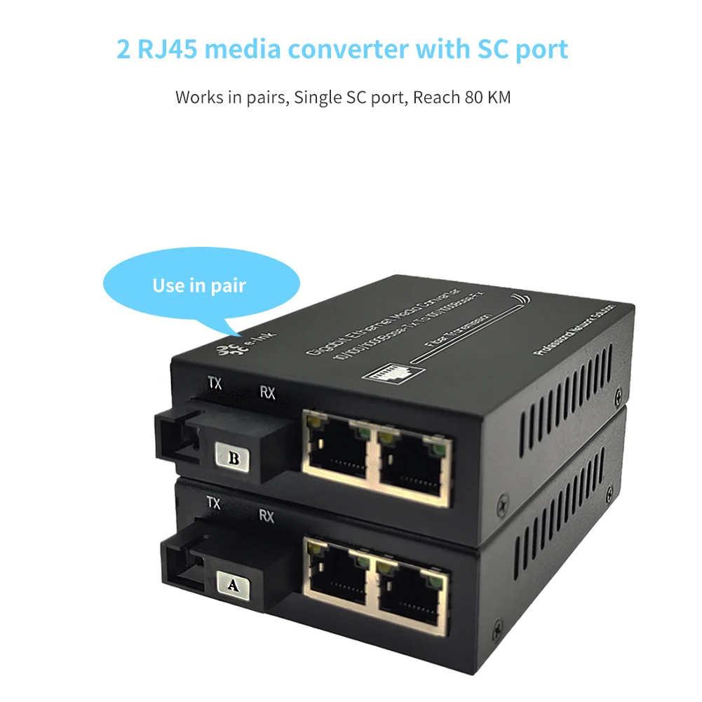 Conversor de Mídia Gigabit Ethernet Poe de Portas Conversor de Fibra com sc Wdm 10 100 1000mbps Rj45 para sc Poe - Image 4